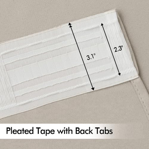 Natural Back Tab Blackout Curtains 52x90 Inch Long 2 Panels Set (2 Count)