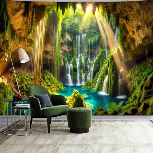 Nature Tapestry Forest Tree Sea Cave Wall Hanging