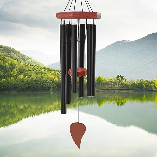 Memorial Wind Chimes for Outside 30 inch Black Sympathy Gift Decor Outdoor