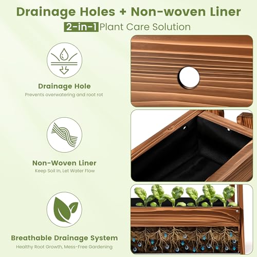 36" 2 Tier Freestanding Elevated Wooden Raised Garden Bed