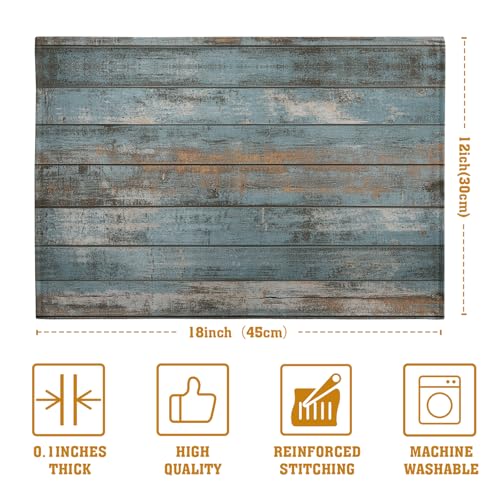 Rustic Wooden Board Print Placemats Set of 4 Vintage Wood Grain Texture Farmhouse Place Mats Washable Heat Resistant Non