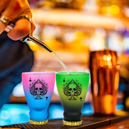 Spades Skull Pattern Glass Shot Glasses (2 Count)