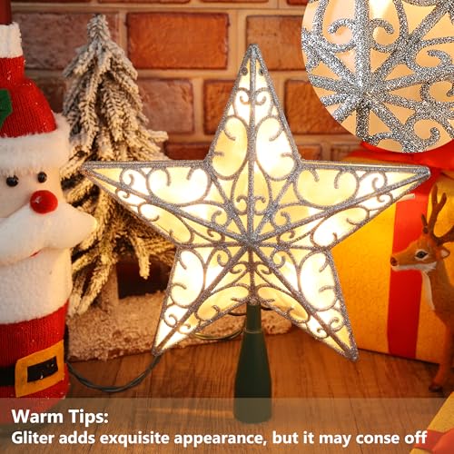 Silver 3D Christmas Star Tree Topper