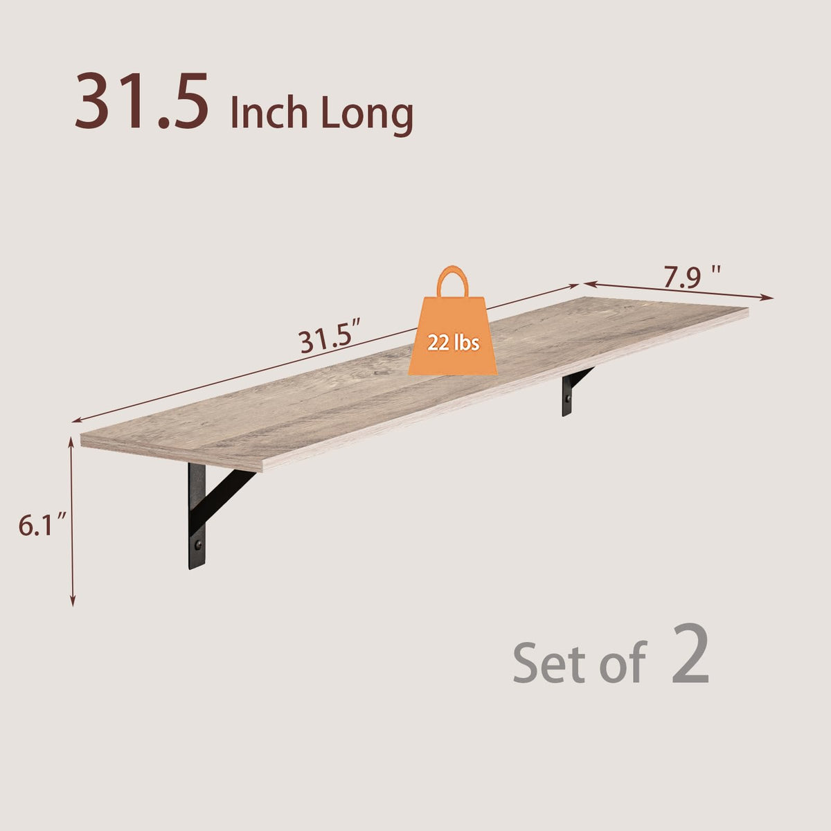 Long Wall Shelves (2 Count)