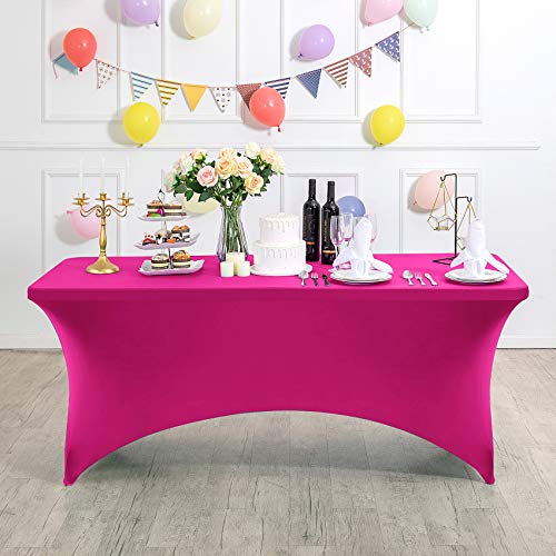 Spandex Table Cover for 4FT or 6ft or 8ft Table Universal Fitted Stretch Tablecloth for Party