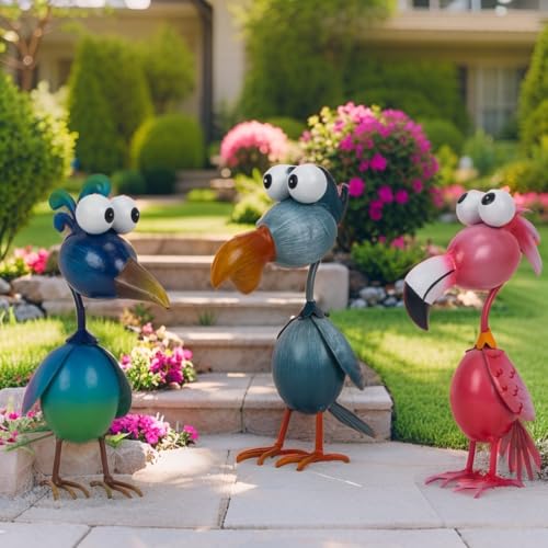 Outdoor Metal Bird Yard (3 Count)