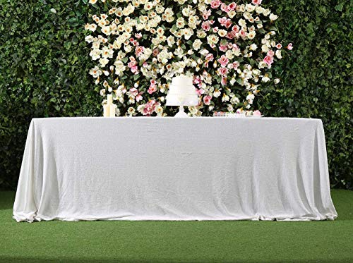 Sequin Tablecloth 90x132 Inch White for Wedding Party