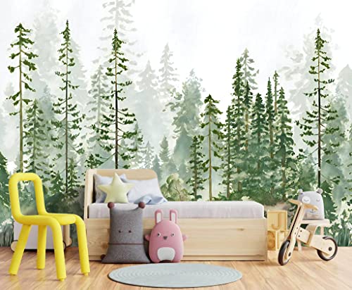 Boys or Girls Cartoon Pine Tree Forest wallpeper Nursery Kids Bedroom wall Mural (91.2 Sq Ft)