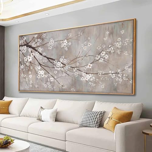 Floral Wall Art Framed Flowers Prints Poster Artwork Plum Blossom Pictures Extra Large Arts 36"x70" for Living Room