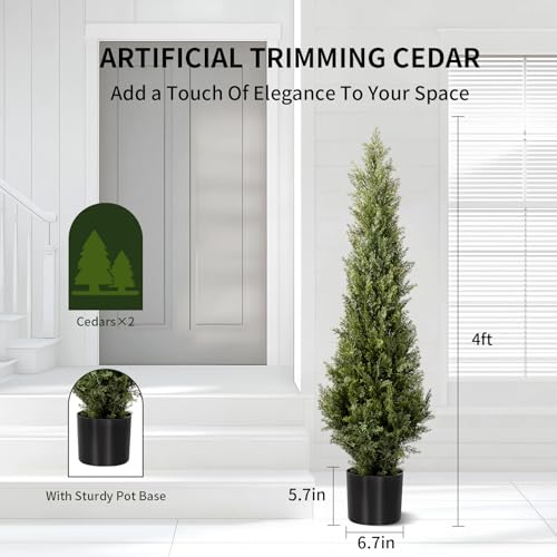 4FT Artificial Cedar Topiary Trees 2 Set (2 Count)