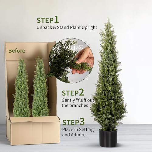 4FT Artificial Cedar Topiary Trees 2 Set (2 Count)