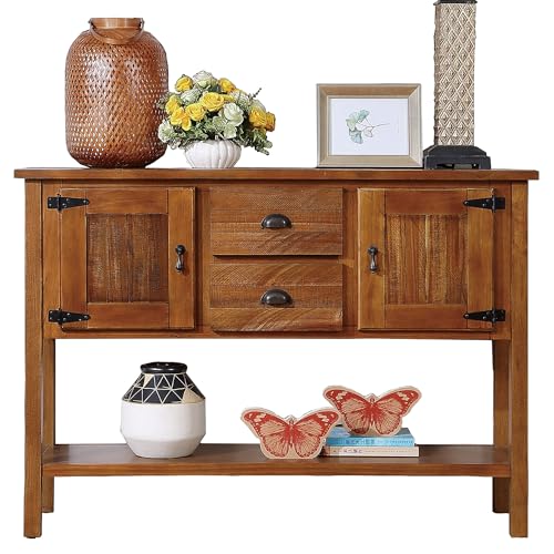 Solid Wood Console Table with Drawers