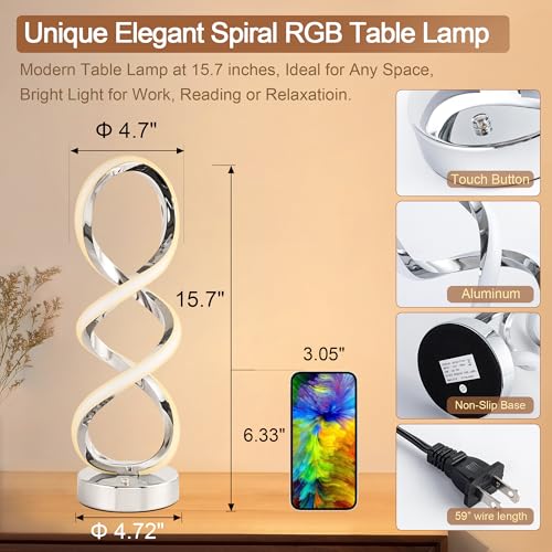 Modern Spiral LED RGB Table Lamp (2 Count)