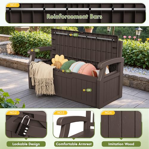 80 Gallon Outdoor Storage Bench Deck Box with Cushion
