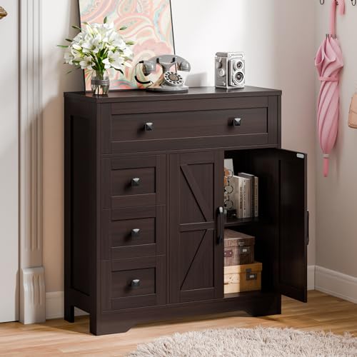 Farmhouse Storage Cabinet with 2 Doors and 4 Drawers