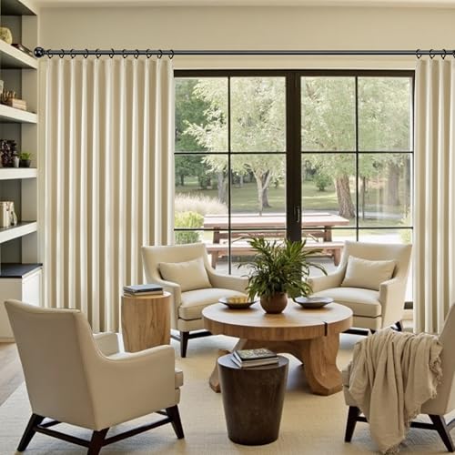 Soft Cream Blackout Drapes 108 Inches Long 2 Panels Set