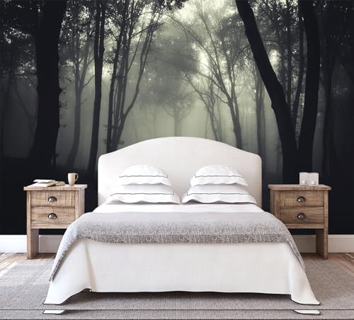 Dark Foggy Forest Wall Mural Wallpaper Peel and Stick for Bedroom