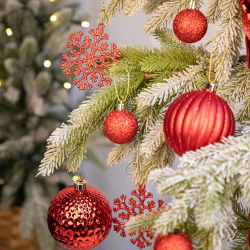 50PCS Christmas Tree Ornaments Set with Shatterproof Balls Icicle Snowflake Hanging Ornaments for Home Office Farmhouse Christmas Decorations (50 Count)