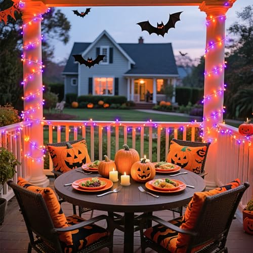 200 LED Halloween Lights Outdoor Orange & Purple Halloween Lights (66 Foot)