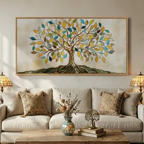 Large Framed Tree of Life Wall Art for Living Room