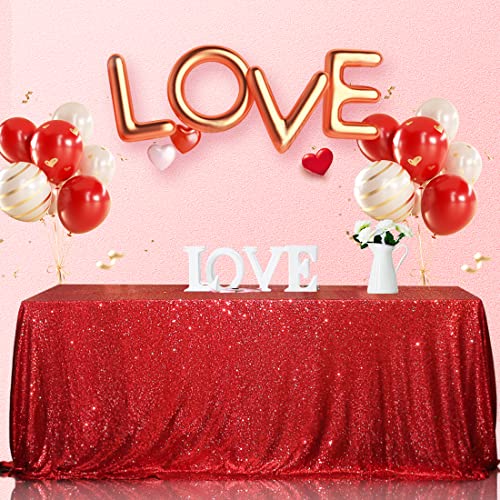 Sequin Tablecloth 50x72 Inch Red for Christmas Wedding Party