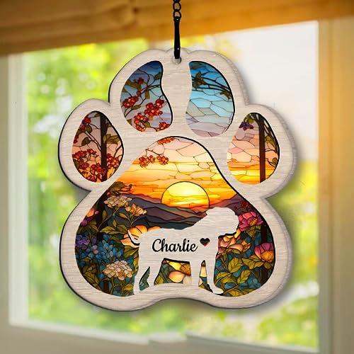 Personalized American Bulldog Suncatcher Dog Memorial Ornament