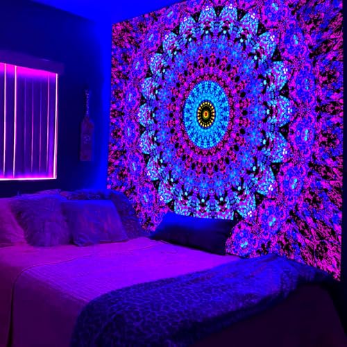 Blacklight Mandala Boho Tapestry