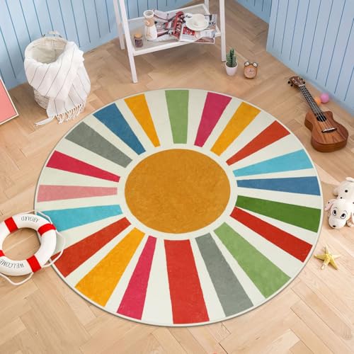 Small Round Rug 4 Ft Washable Round Rug for Kids Room