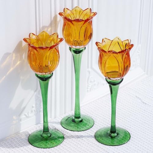 Orange Tulips Votive Candle Holders Set of 3 (3 Count)