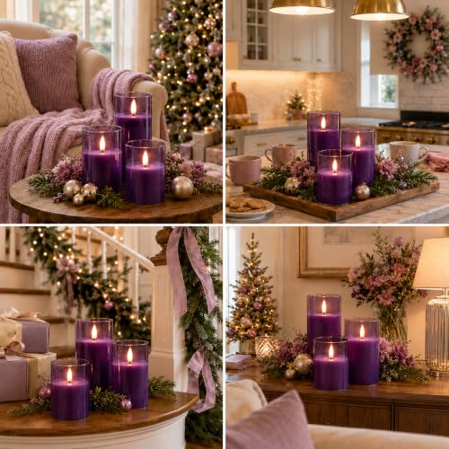 Purple Glass Flameless Candles