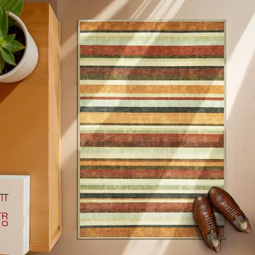 2x3 Striped Rug for Entryway Washable Kitchen Rug (6 Sq Ft)