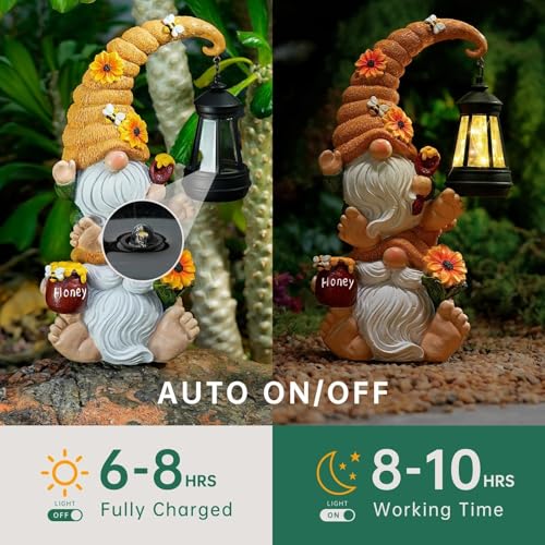 Solar Bee Garden Gnomes with LED Lantern