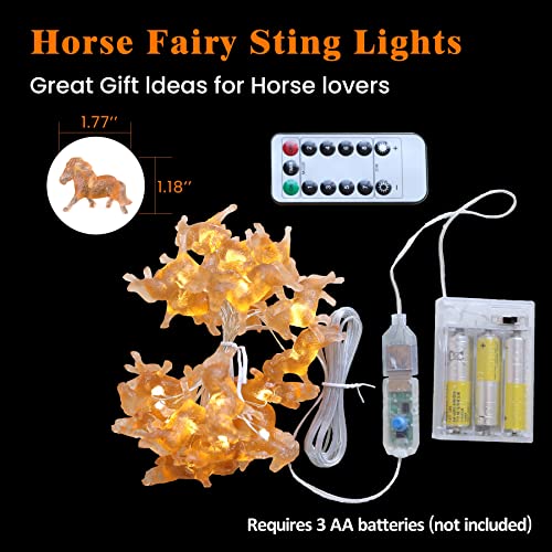 Cute Decorative Lights Fairy String Light Horse Gifts for Women Novelty Pony Lights 20LEDs 8ft USB Plug in or Battery Operated for Bedroom Birthday Room Xmas Thanksgiving Decor (8 Foot)