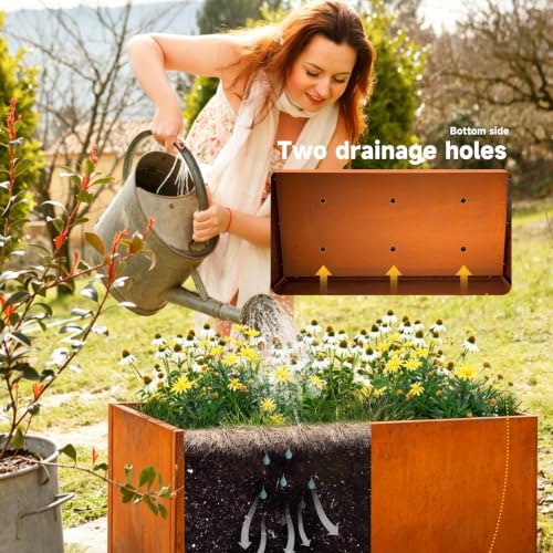 Corten Steel Planter Box 36" L x 12" W x 16" H Rectangular Outdoor Planter