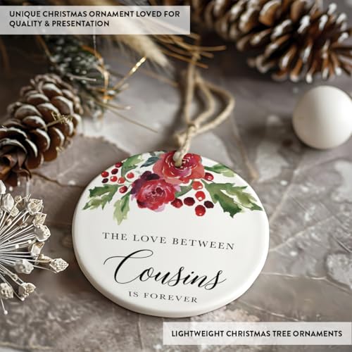 Round Ceramic Porcelain Christmas Tree Ornament Keepsake Gift for Cousins