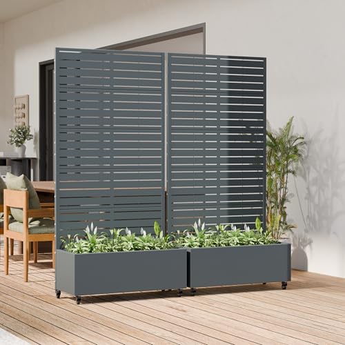 Metal Raised Garden Bed with Trellis and Wheels