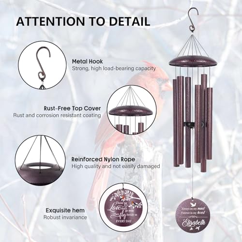 36" Large Deep Tone Personalized Name Sympathy Wind Chimes