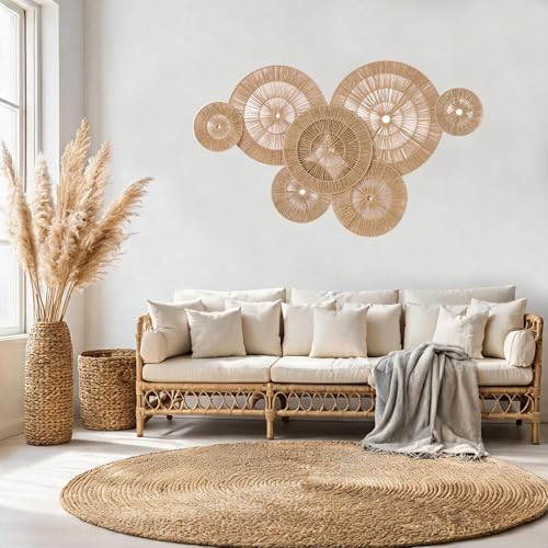 7 Pack Handwoven Boho Baskets Wall Decor (7 Count)