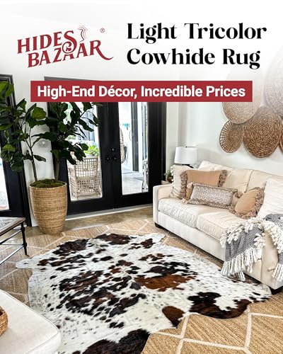 Original Tricolor Cowhide Rug 6x7 ft