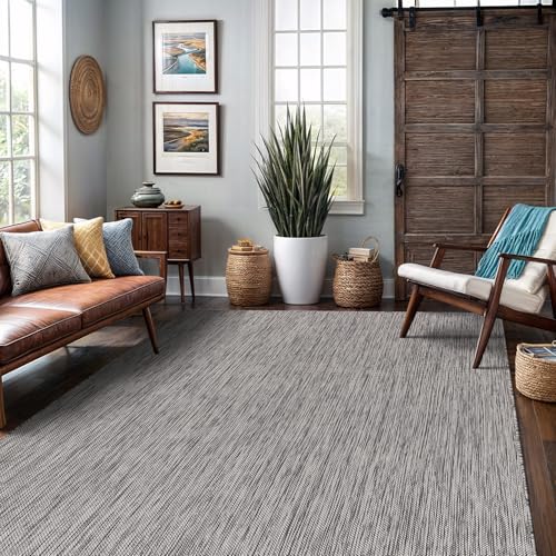 Washable Indoor Outdoor Rug 9x12 Weather Resistant Area Rugs Modern Solid for Porch Deck Balcony Backyard Patio Outside Carpet