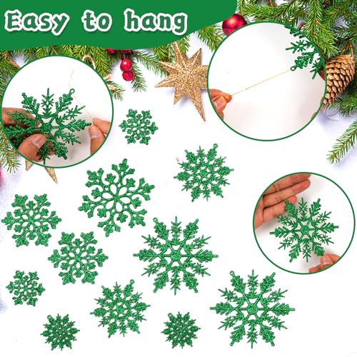 Dark Green Christmas Snowflake Ornaments (36 Count)