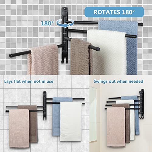 Black Towel Rack JSVER Swivel Towel Rack Wall Mounted