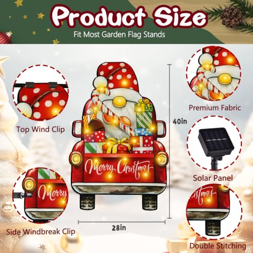 28x40 Solar Christmas Dwarf Garden Flag