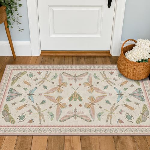 Light Pink Washable Bathroom Rug (8 Sq Ft)
