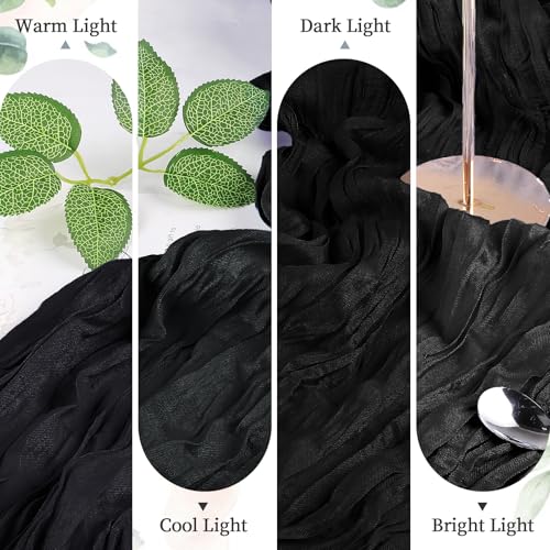 6 Pack Black Cheesecloth Table Runner 10FT Boho Gauze Halloween Decor (5.28 Ounce)