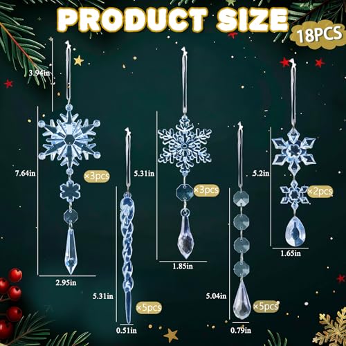 Crystal Christmas Tree Ornaments (18 Count)