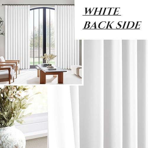 Bright White Pinch Pleated Blackout Curtains 90 Inches Long for Bedroom
