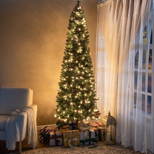 9ft Pencil Christmas Tree with Lights
