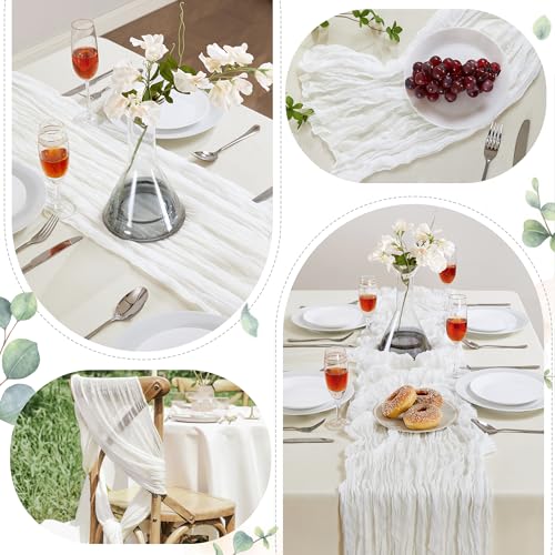 6 Pack White Cheesecloth Table Runner 35×120Inch Fall Boho Gauze Home Decor (21.12 Ounce)