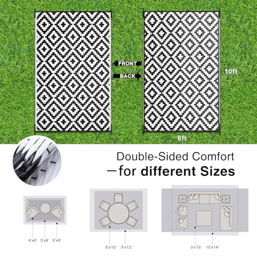 Outdoor Rug 8x10 ft Waterproof Reversible Mat